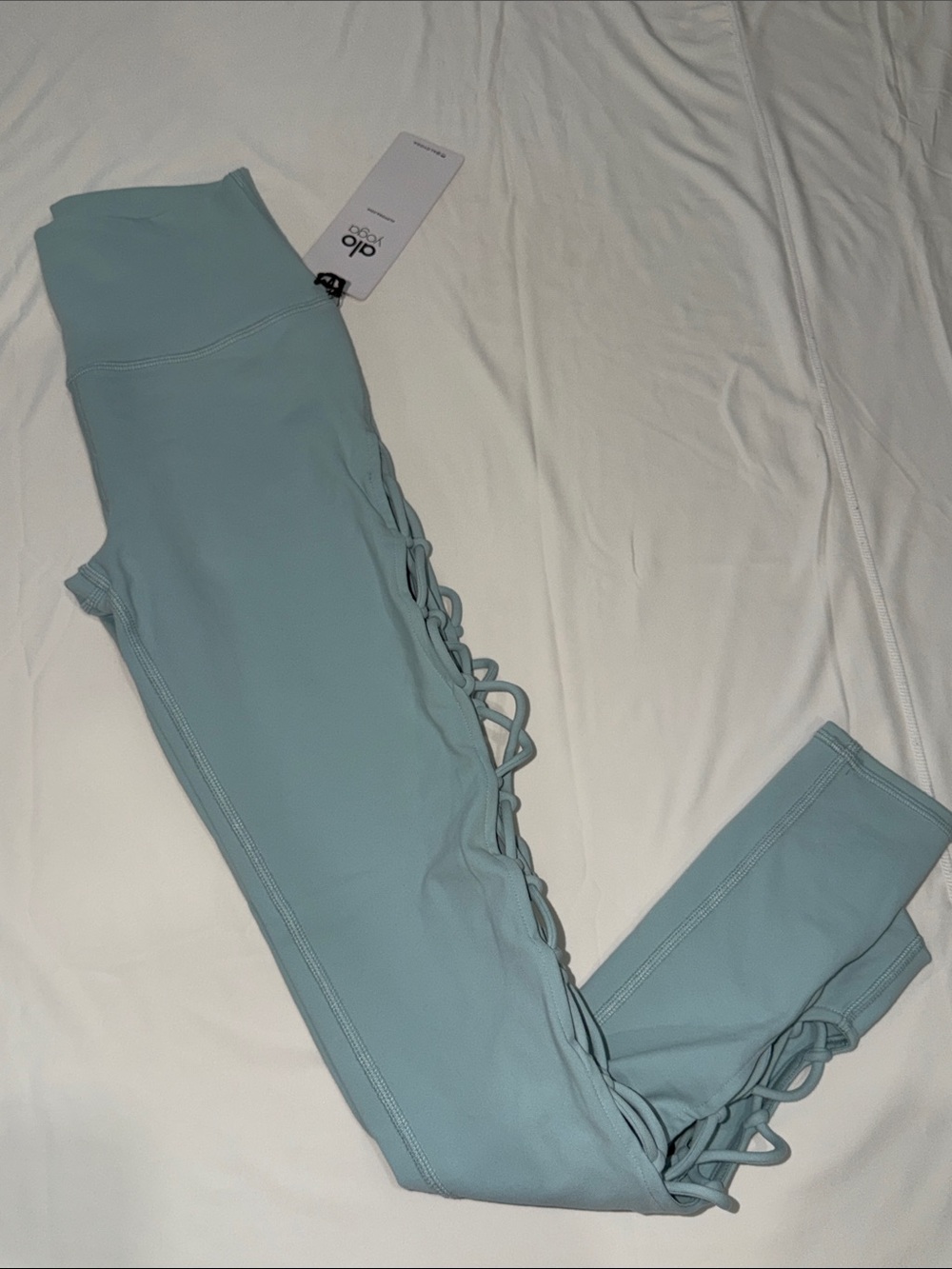 ALO Yoga Light Teal Side-Lace High-Waist Leggings